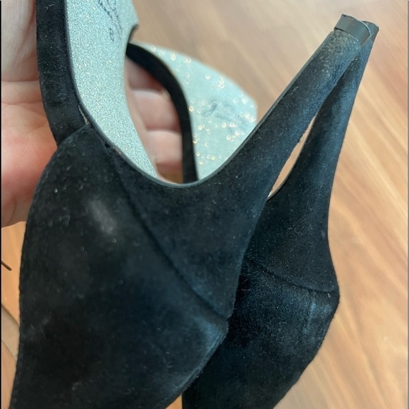 J Crew Riley Heel In Black Suede With Glitter Sole Size 8 - Picture 15 of 16